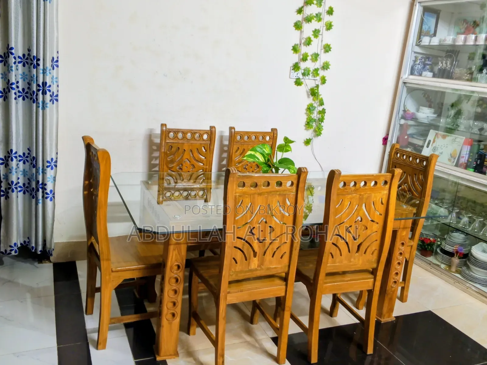 ৬ চেয়ার সেকুন কাঠের ডাইনিং টেবিল