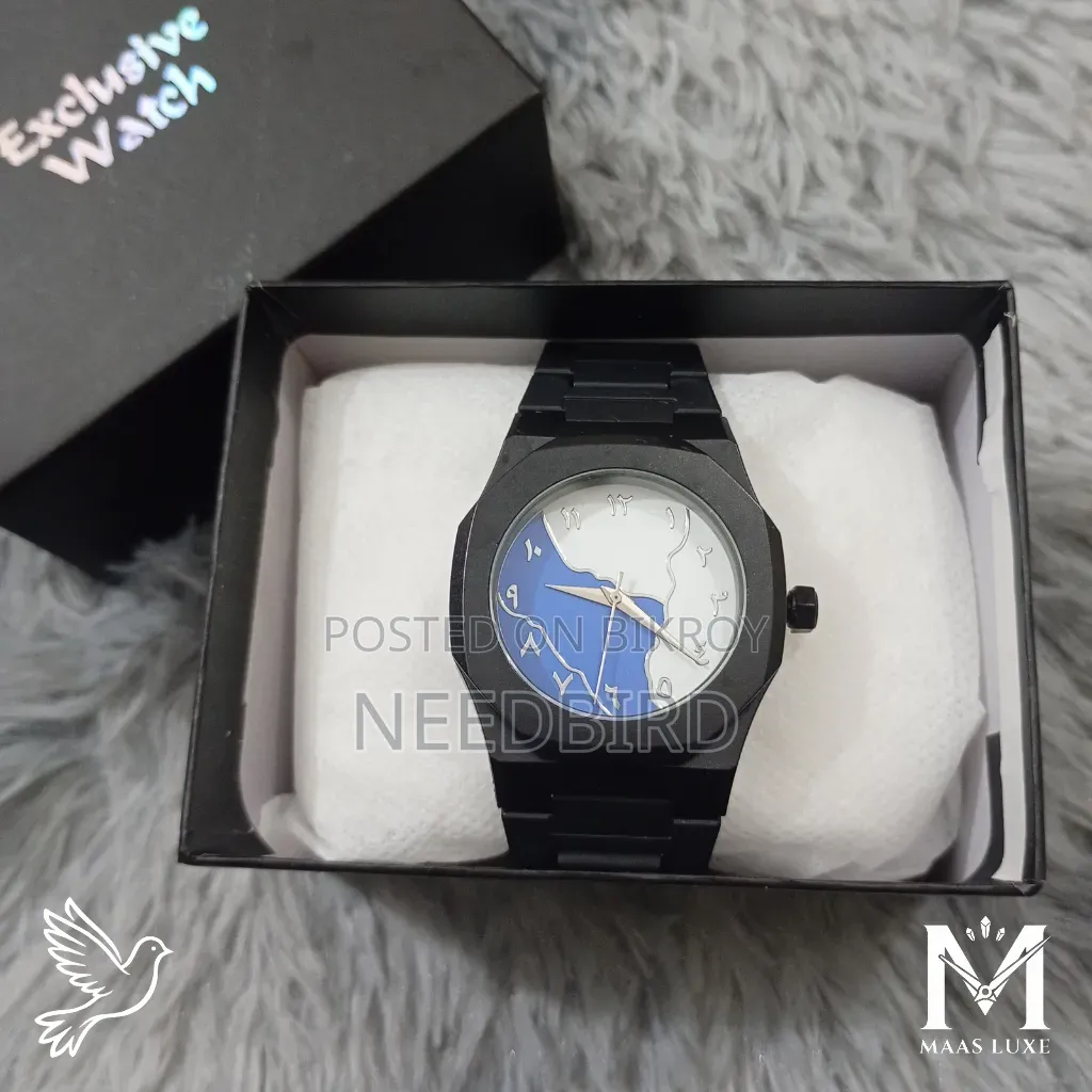 Arabic Aura Luxe Dual-Tone Dial Black Quartz Watch | 5 Colours
