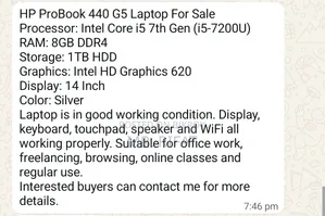 Laptop HP ProBook 440 G5 8GB Intel Core I5 HDD 1T