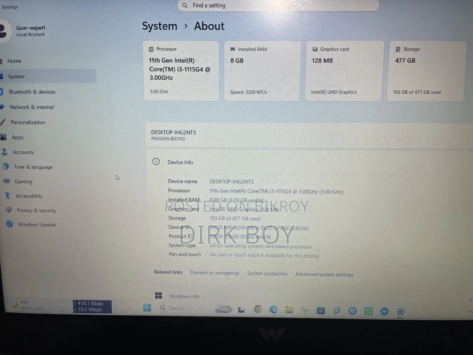 Laptop 8GB Intel Core I3 SSD 512GB