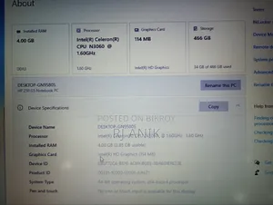 Laptop HP 4gb Intel SSD 128gb