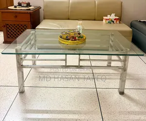 Tea Table SS Frame With 10mm Glass