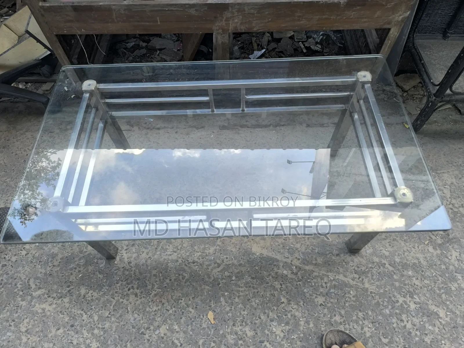 Tea Table SS Frame With 10mm Glass