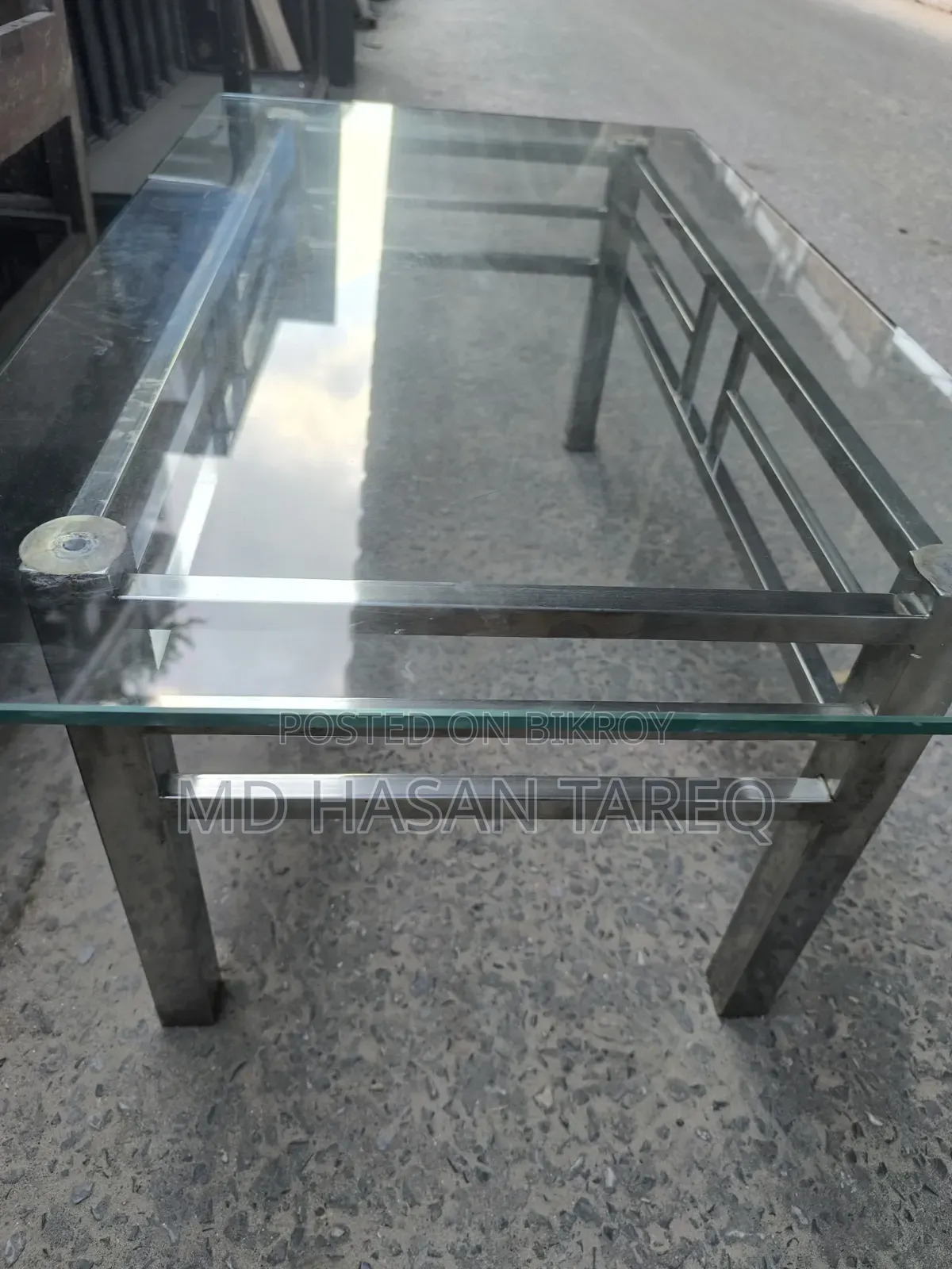 Tea Table SS Frame With 10mm Glass