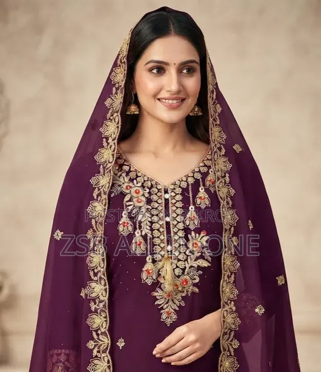 Embroidery Georgette Three Piece Indian Georgette