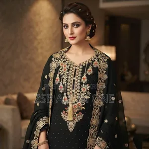 Embroidery Georgette Three Piece Indian Georgette