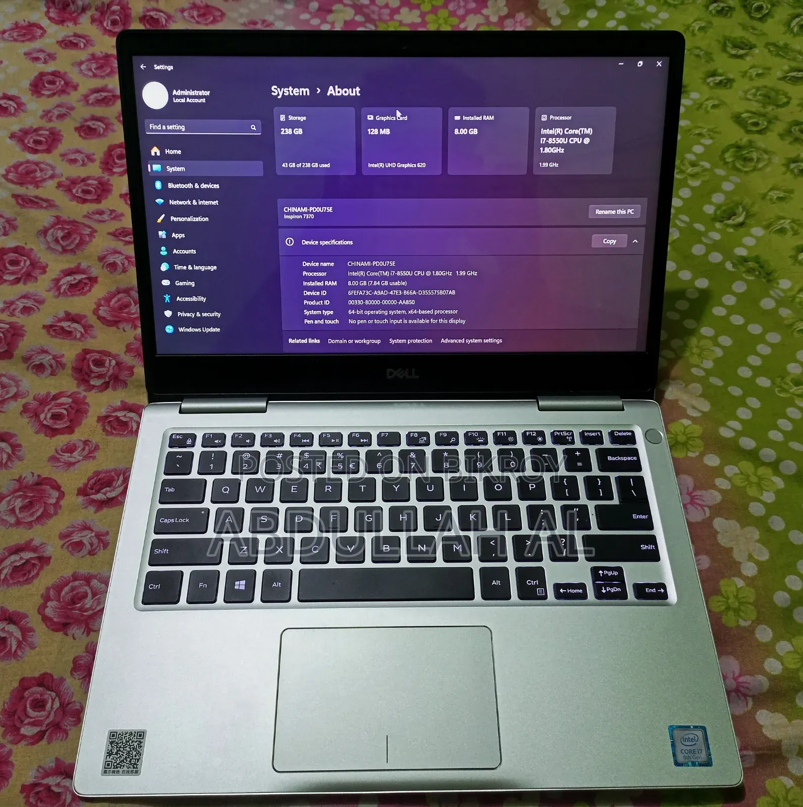 Laptop Dell Inspiron 13 7370 8GB Intel Core i7 SSD 256GB
