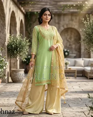 Semi-Stitched Georgette Embroidery Three-Piece