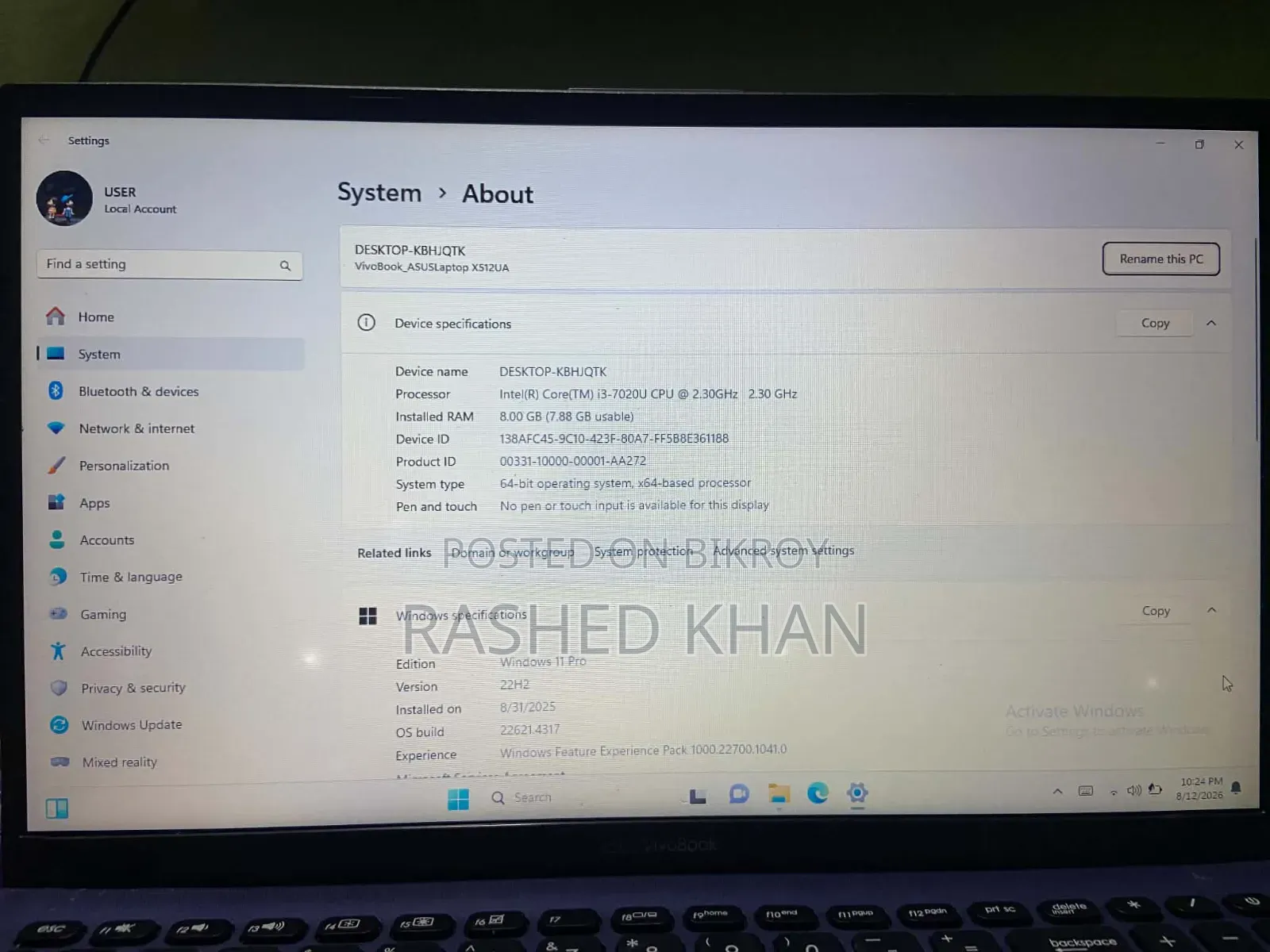 Laptop ASUS X455LA 8GB Intel Core I3 SSD 256GB
