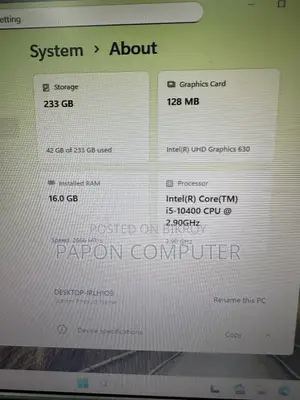 Desktop Computer 16GB Intel Core I5 SSD 256GB