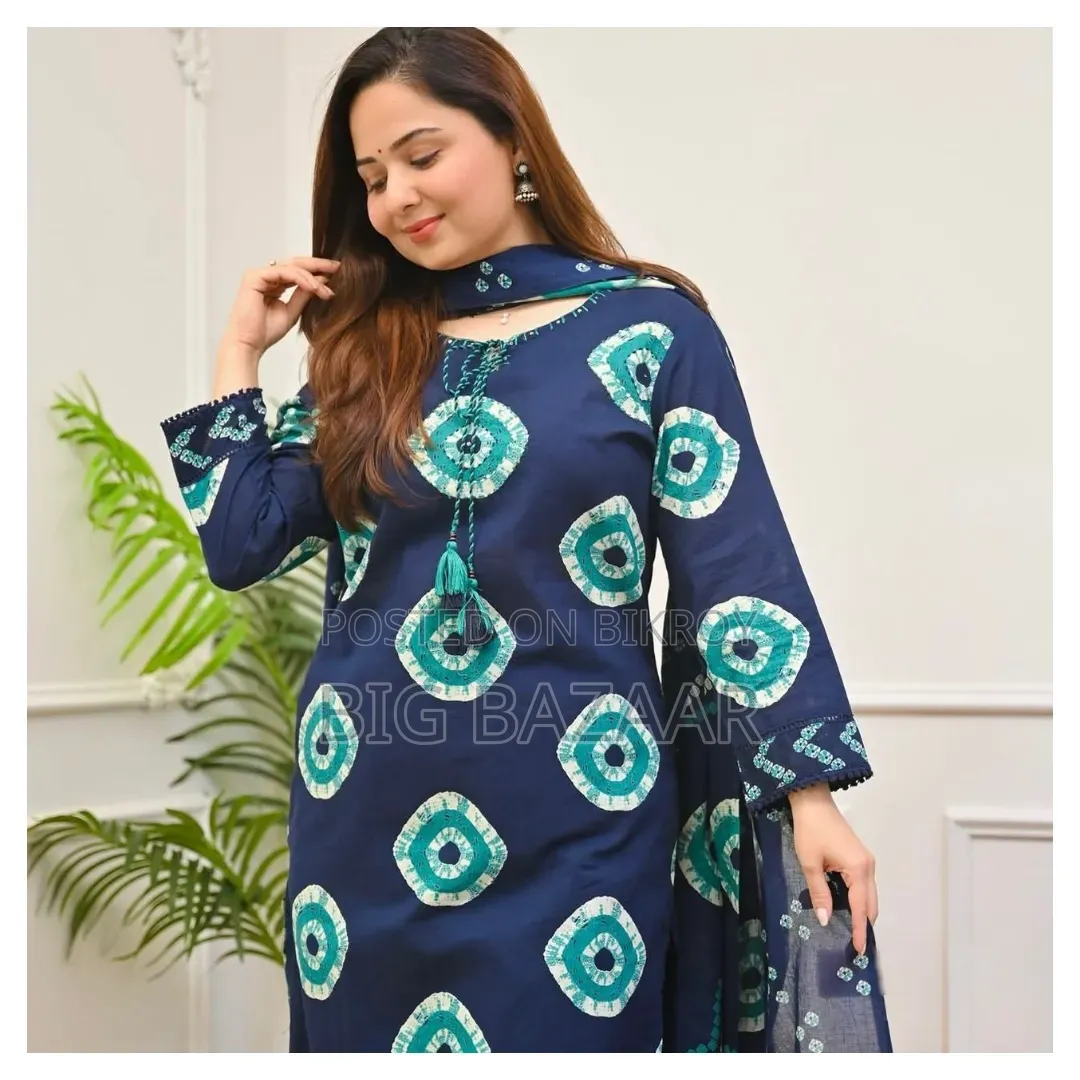 Soft Cotton Fabric Chunri Printed Tassel Attached Three Piece Collection.
