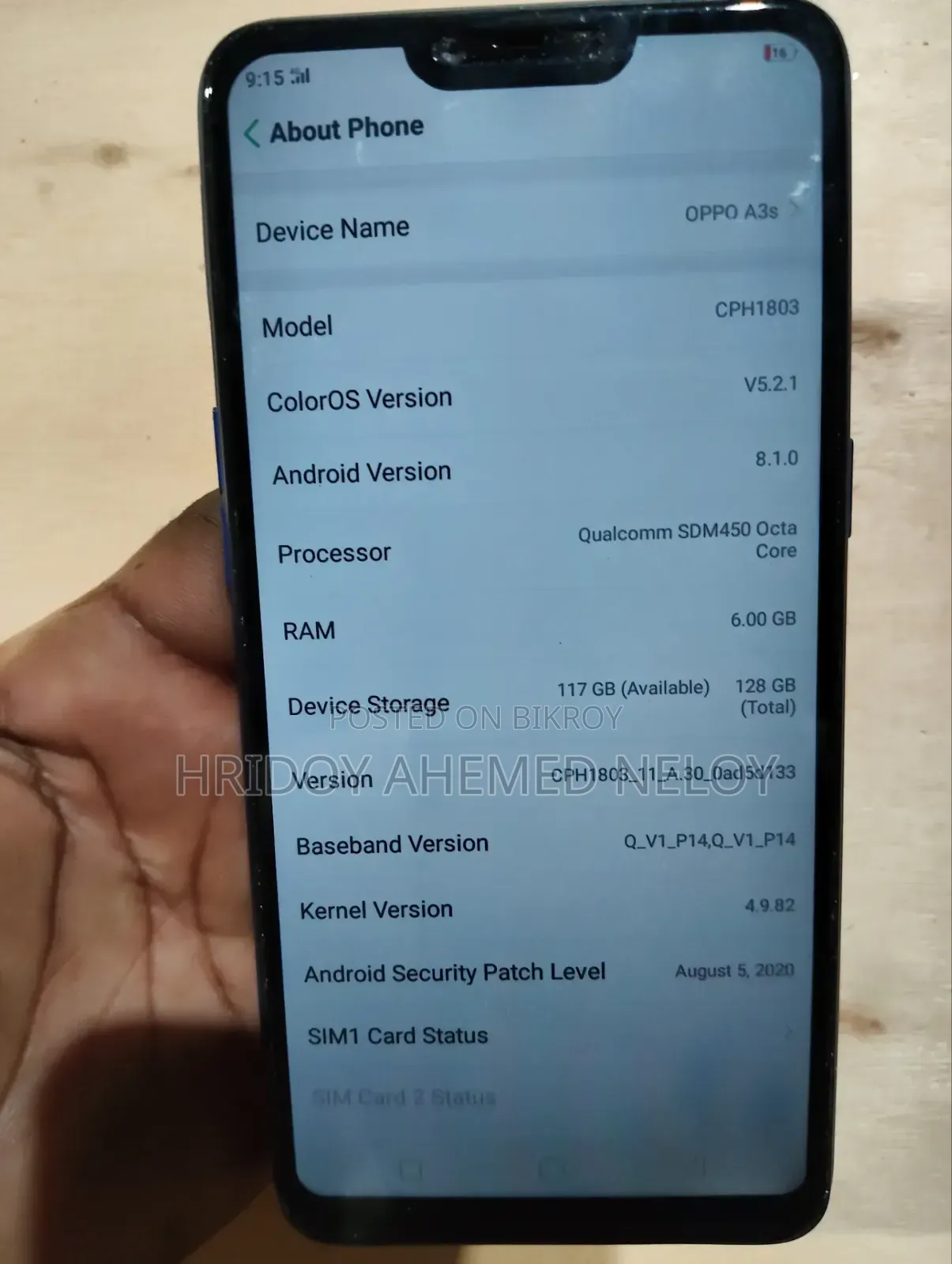 Oppo A3s 256 GB Blue