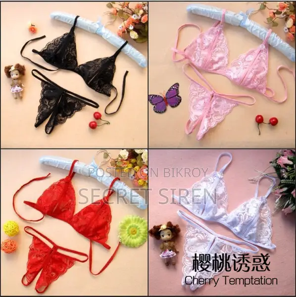Women’s Floral Lace Bra Panty Set – Sheer 2 Piece Lingerie Set