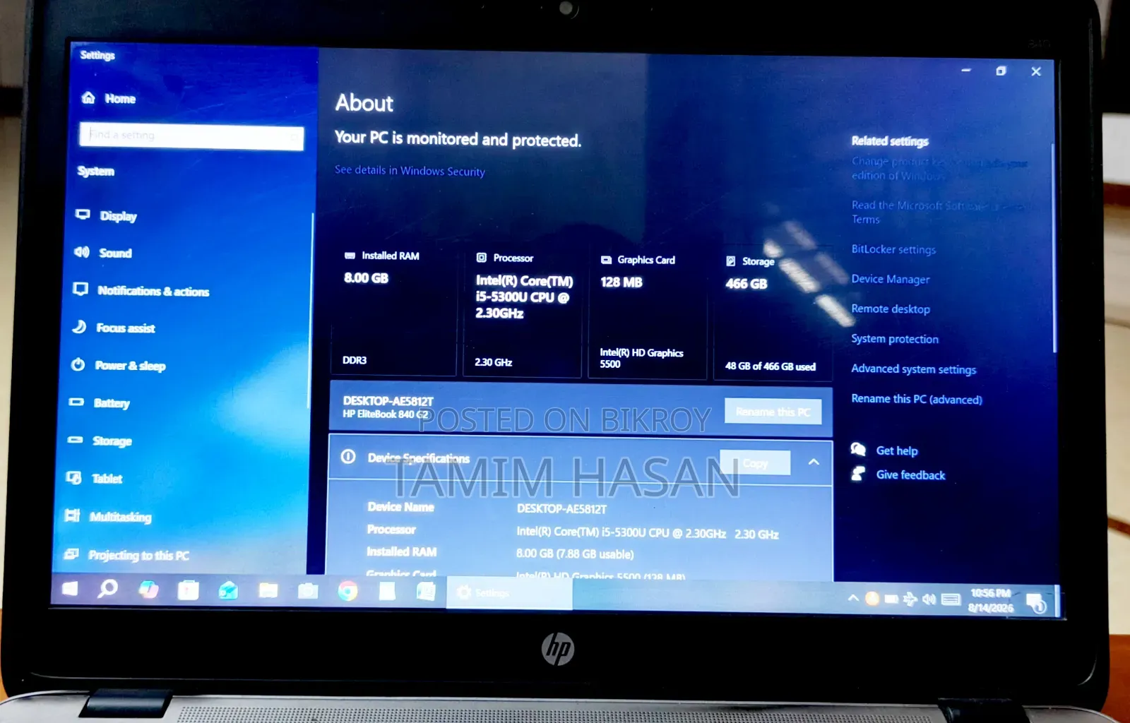 Laptop HP EliteBook 840 G3 8GB Intel Core i5 SSD 512GB