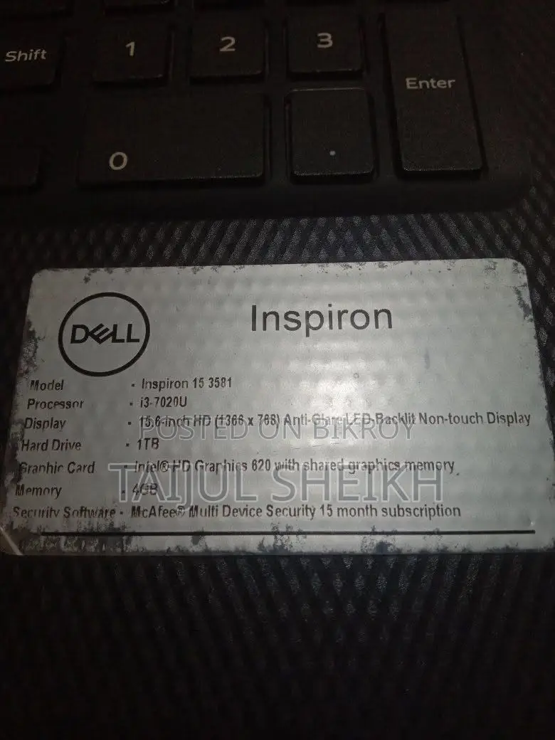 Laptop Dell Inspiron 15 4GB Intel Core i3 1TB HDD