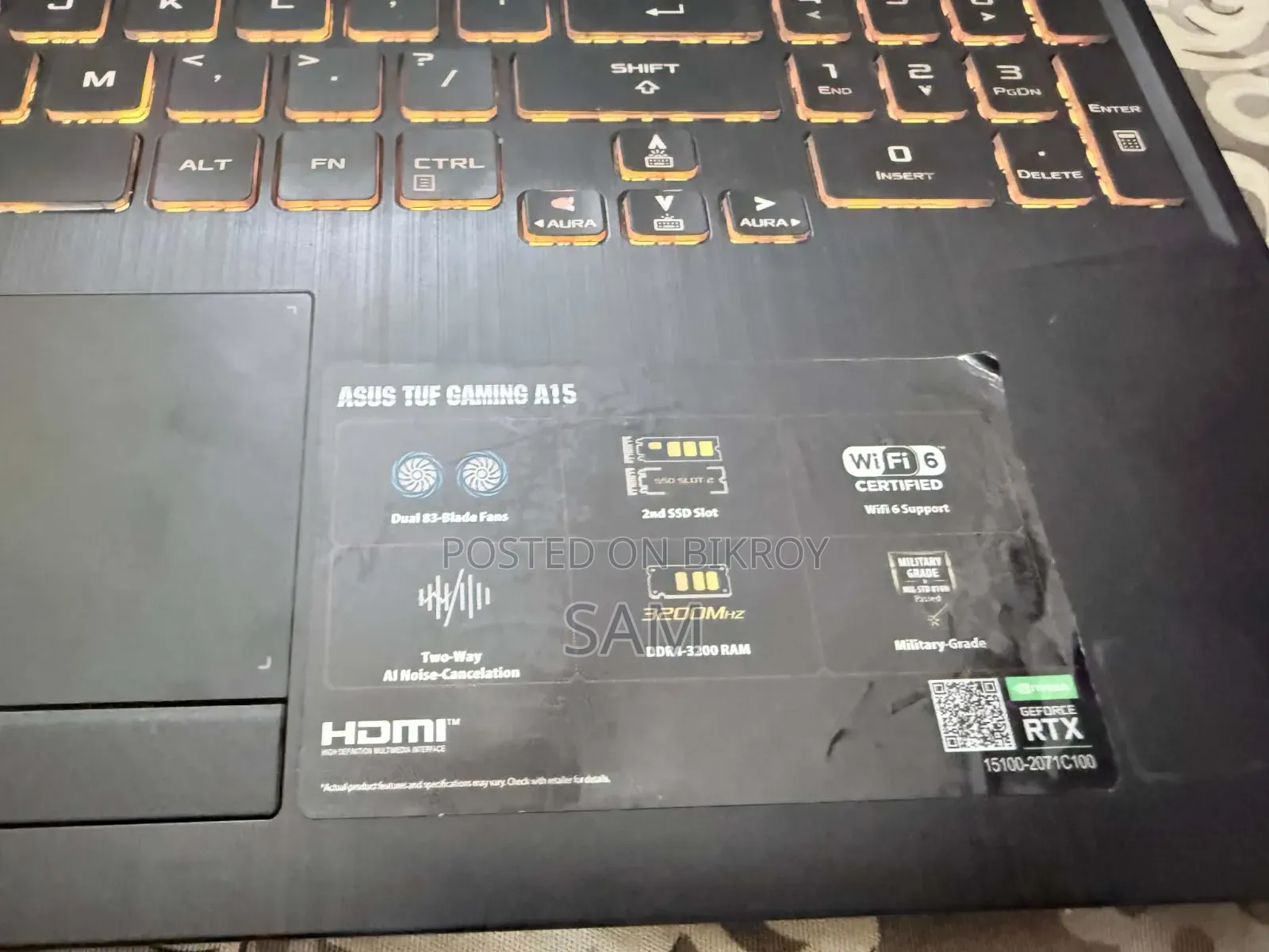 Laptop Asus TUF Gaming A15 8GB AMD Ryzen 7 SSD 512GB
