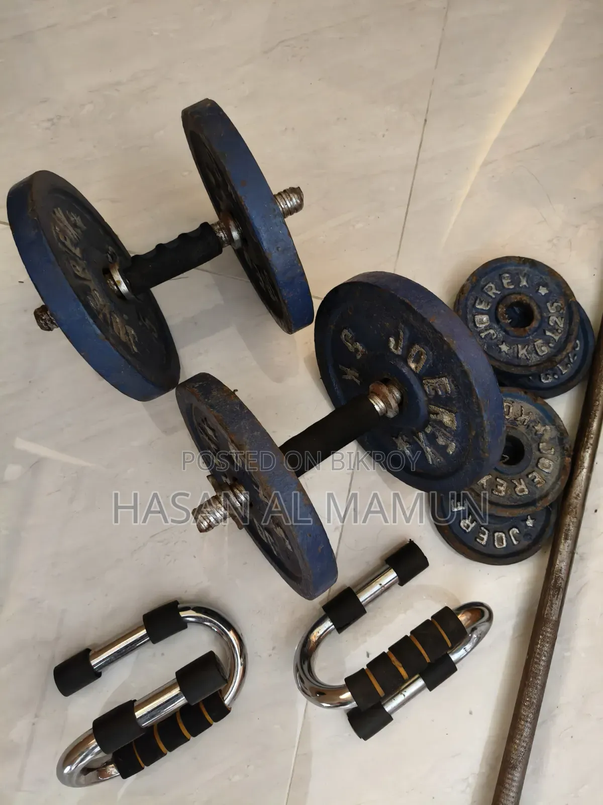 Combo Dumbbell Plate With 4 Feet Barbel Bar and Two 10 Inches Stick
