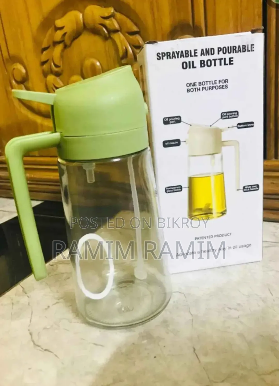 2-in-1 Olive Oil Sprayer for Cooking, 500 ml Glass Oil Spr