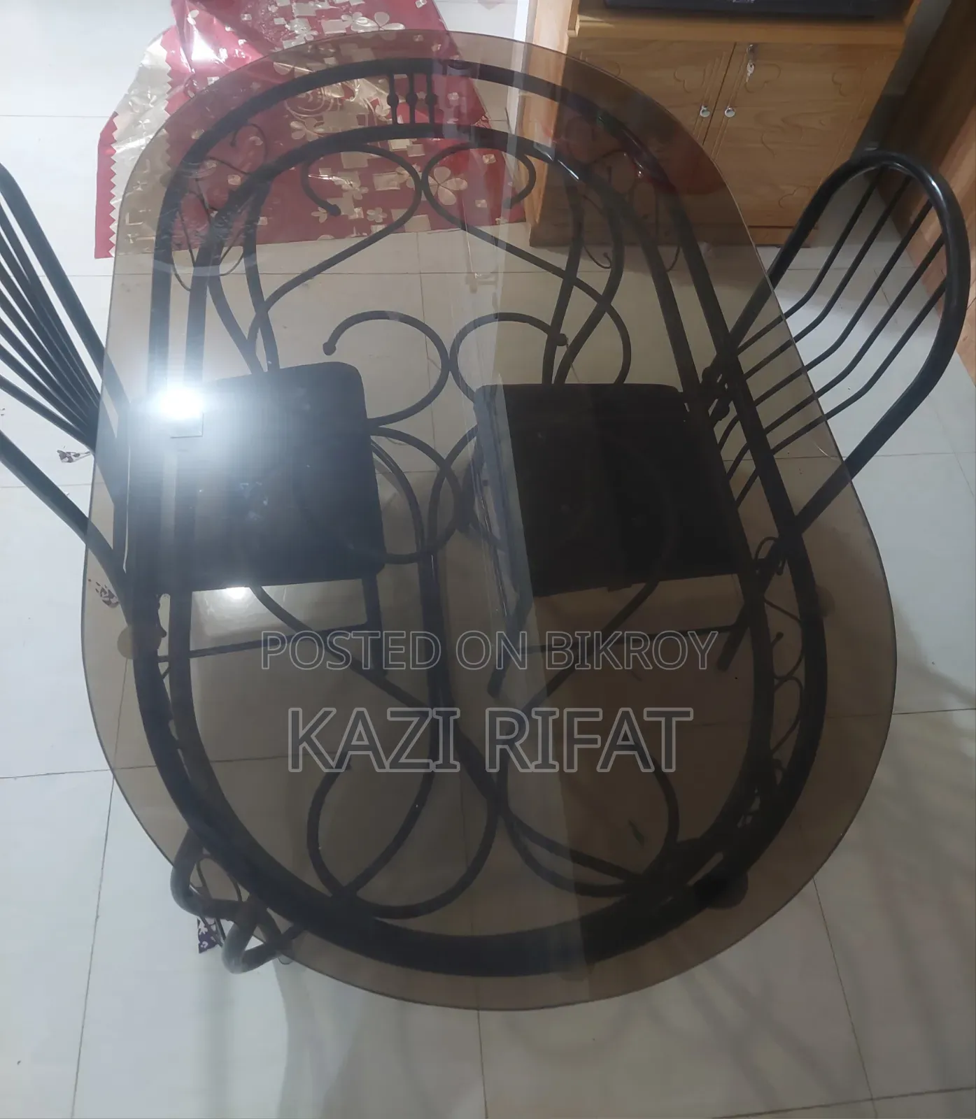 Oval Glass Dining Table Set With 4 Chairs