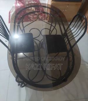 Oval Glass Dining Table Set With 4 Chairs