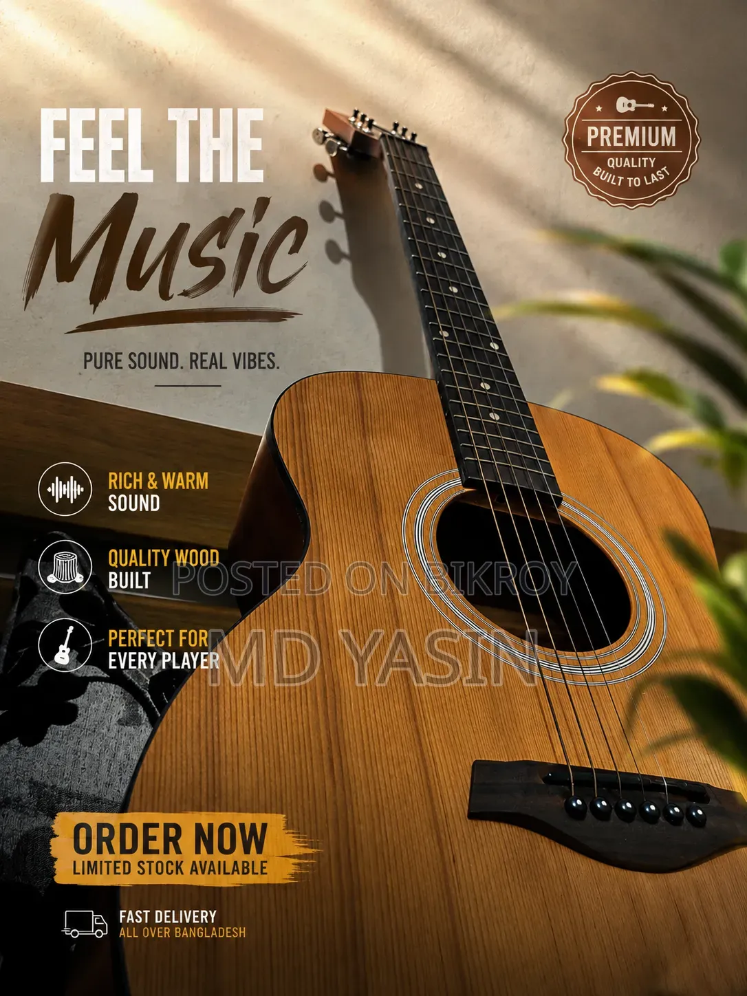 Giuliani GAG-36SS Acoustic Travel Guitar বিক্রি করবো গিটার একদম নতুন