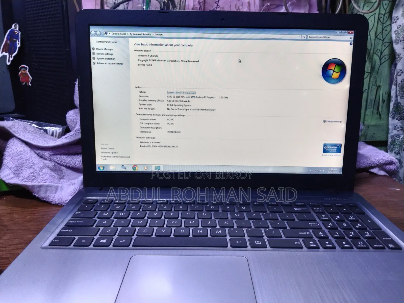 Laptop Asus 4GB AMD Ryzen HDD+SSD 512GB