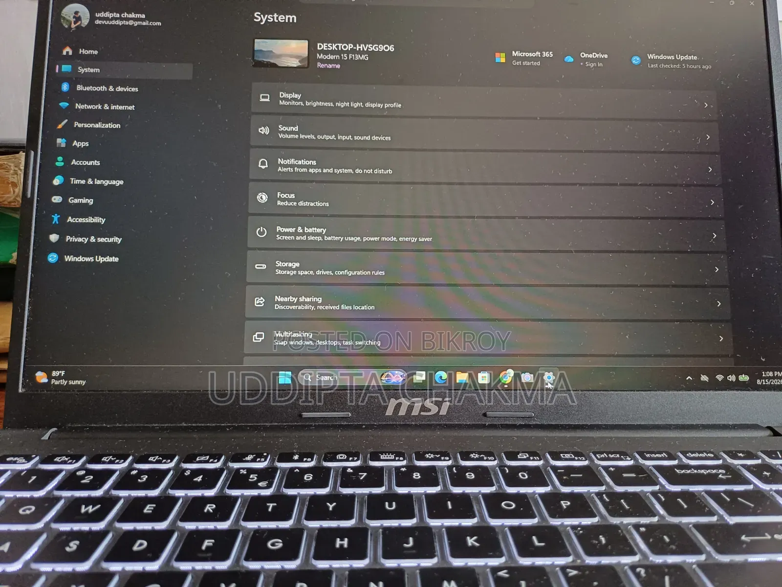 Laptop MSI Modern 14 8GB Intel Core i3 SSD 512GB