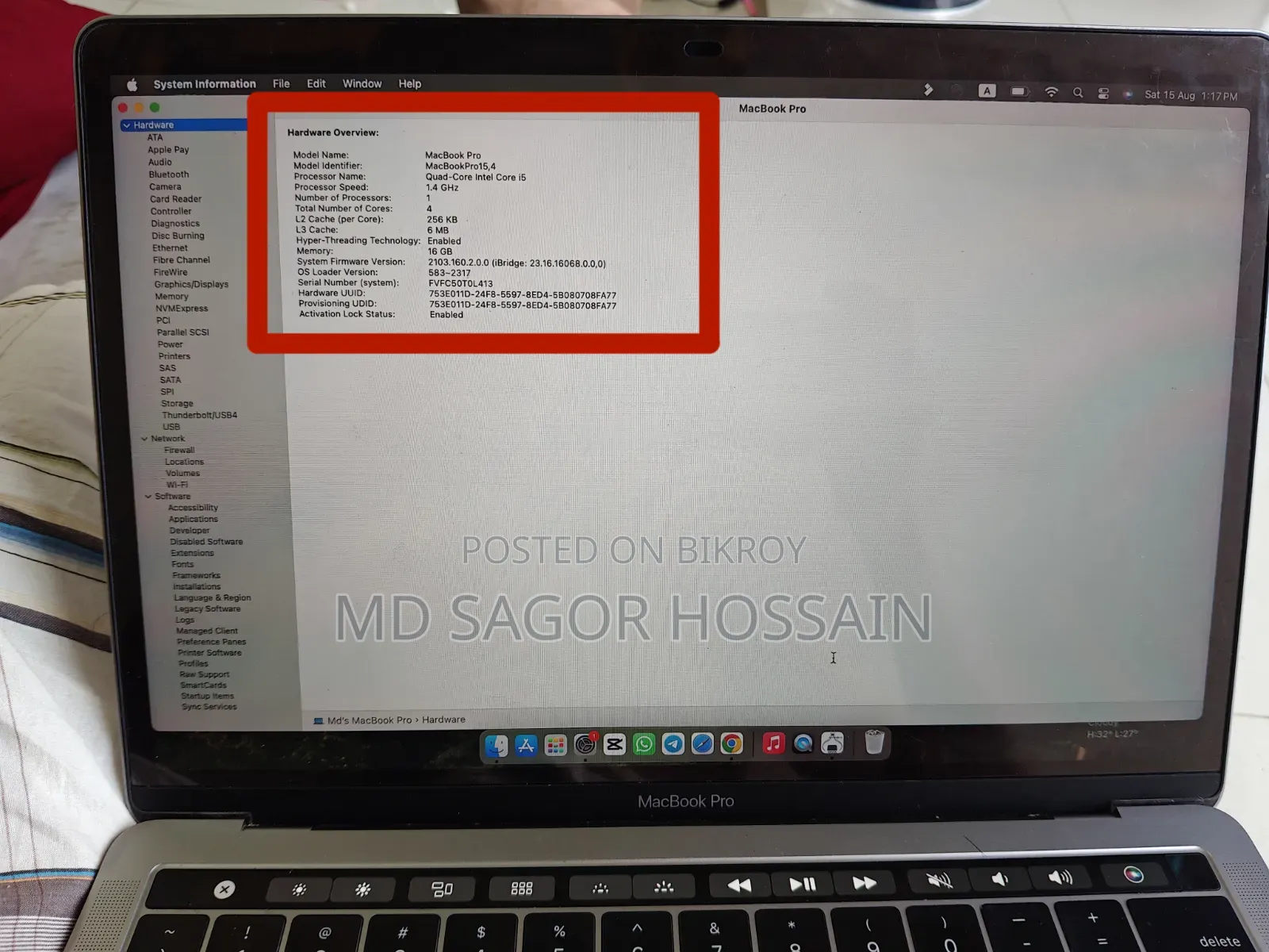 ল্যাপটপ অ্যাপল ম্যাকবুক ২০১৯ ১৬জিবি ইন্টেল কোর আই৫ এসএসডি ২৫০জিবি