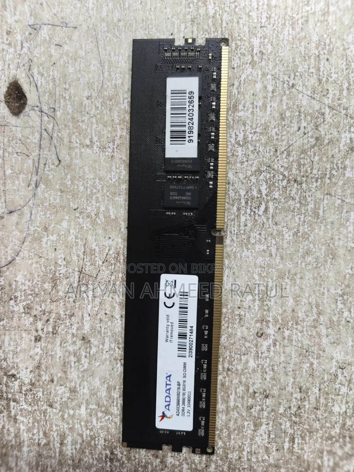 Adata 8gb DDR4 2666-MHZ Ram For Sale