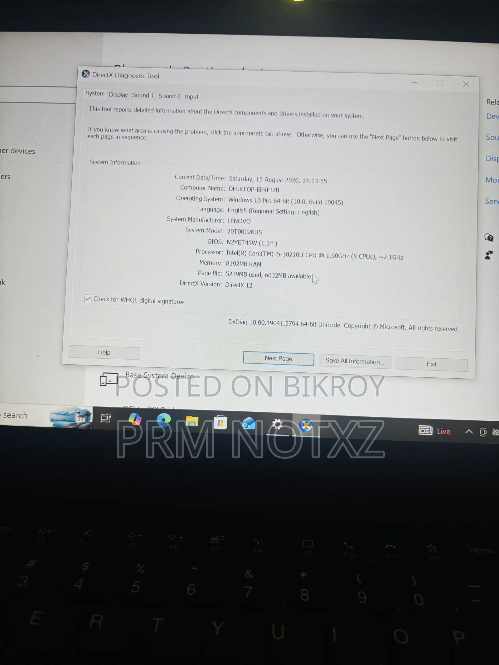 Laptop Lenovo ThinkPad T14 G1 8GB Intel Core I5 SSD 256GB