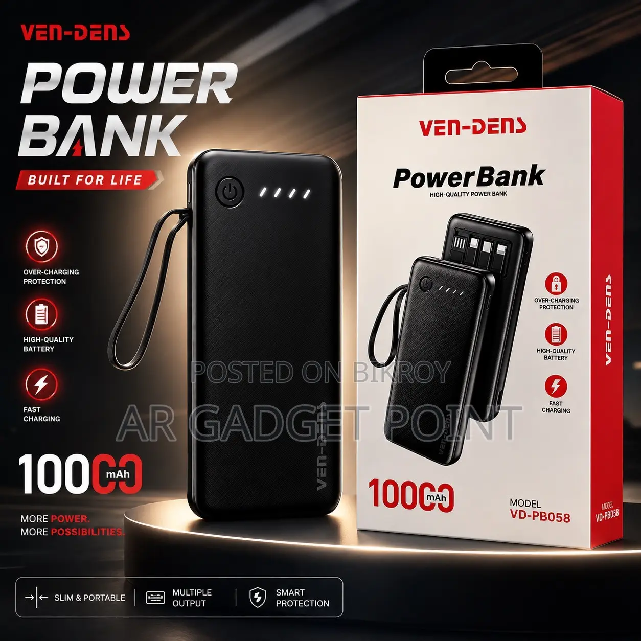 VEN-DENS 10000mAh Power Bank (Model: VD-PB058)