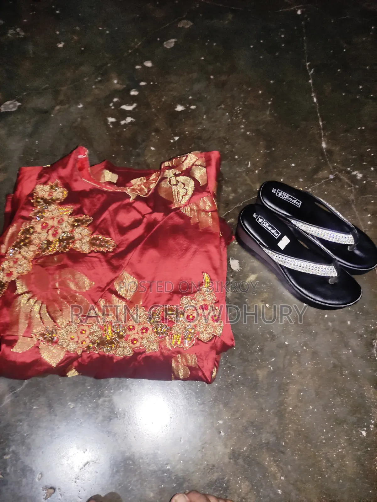 Gown and Two-Strap Shoes