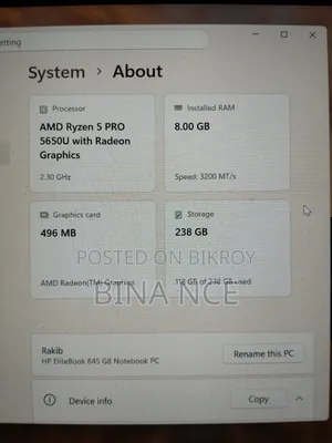 Laptop HP EliteBook 845 G8 8GB AMD Ryzen 5 SSD 256GB