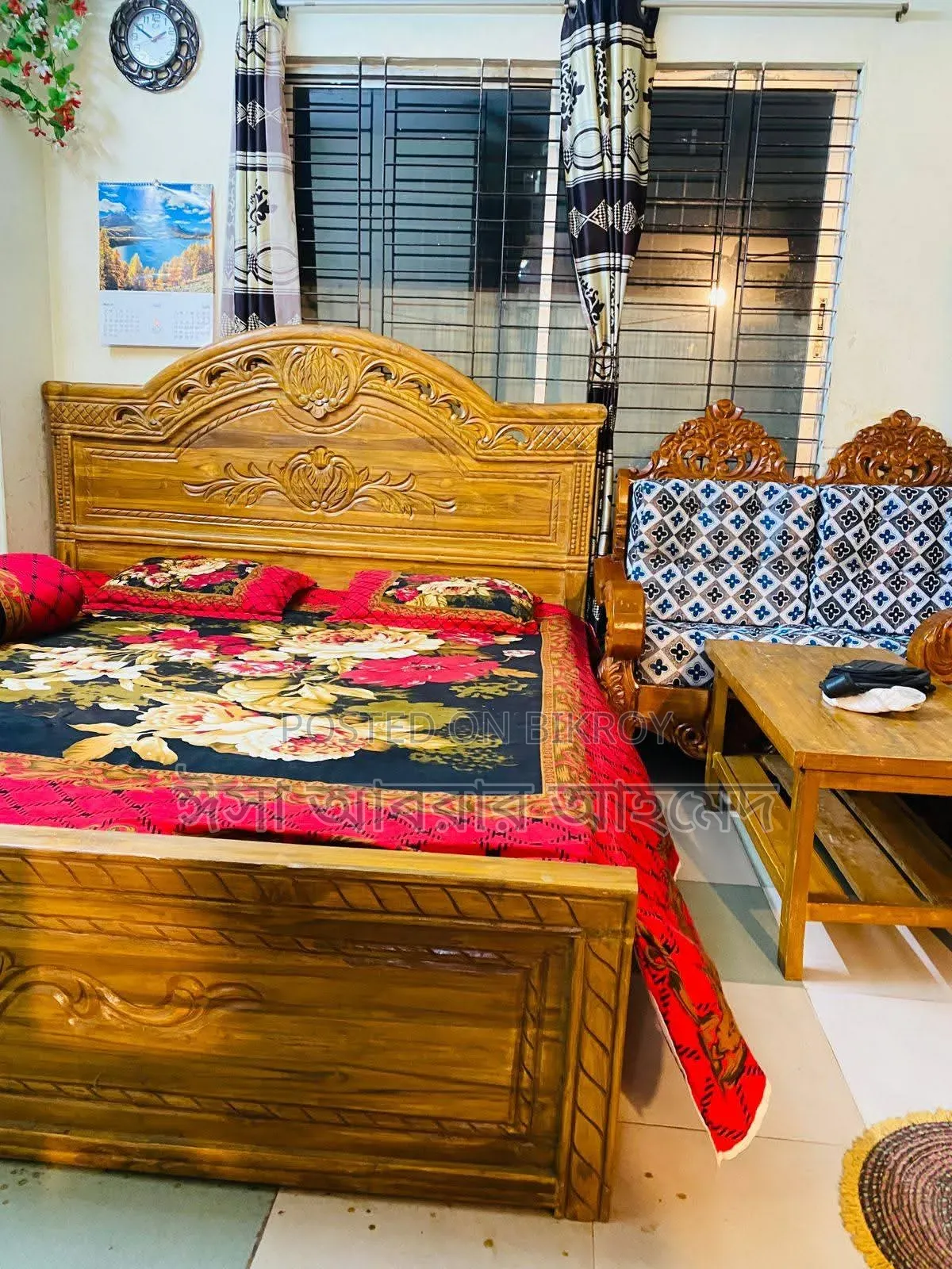 সেগুন কাঠের বক্স খাট
