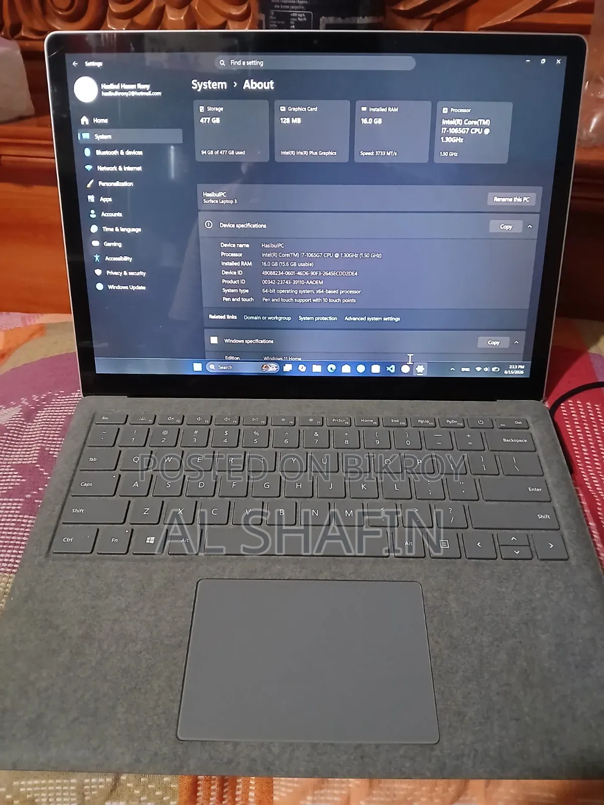 Laptop Microsoft Surface Laptop 3 16GB Intel Core I7 SSD 512GB