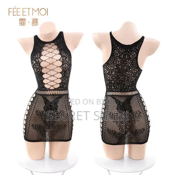 Sexy Black Fishnet Bodysuit লং স্লিভ, ফ্রি সাইজ