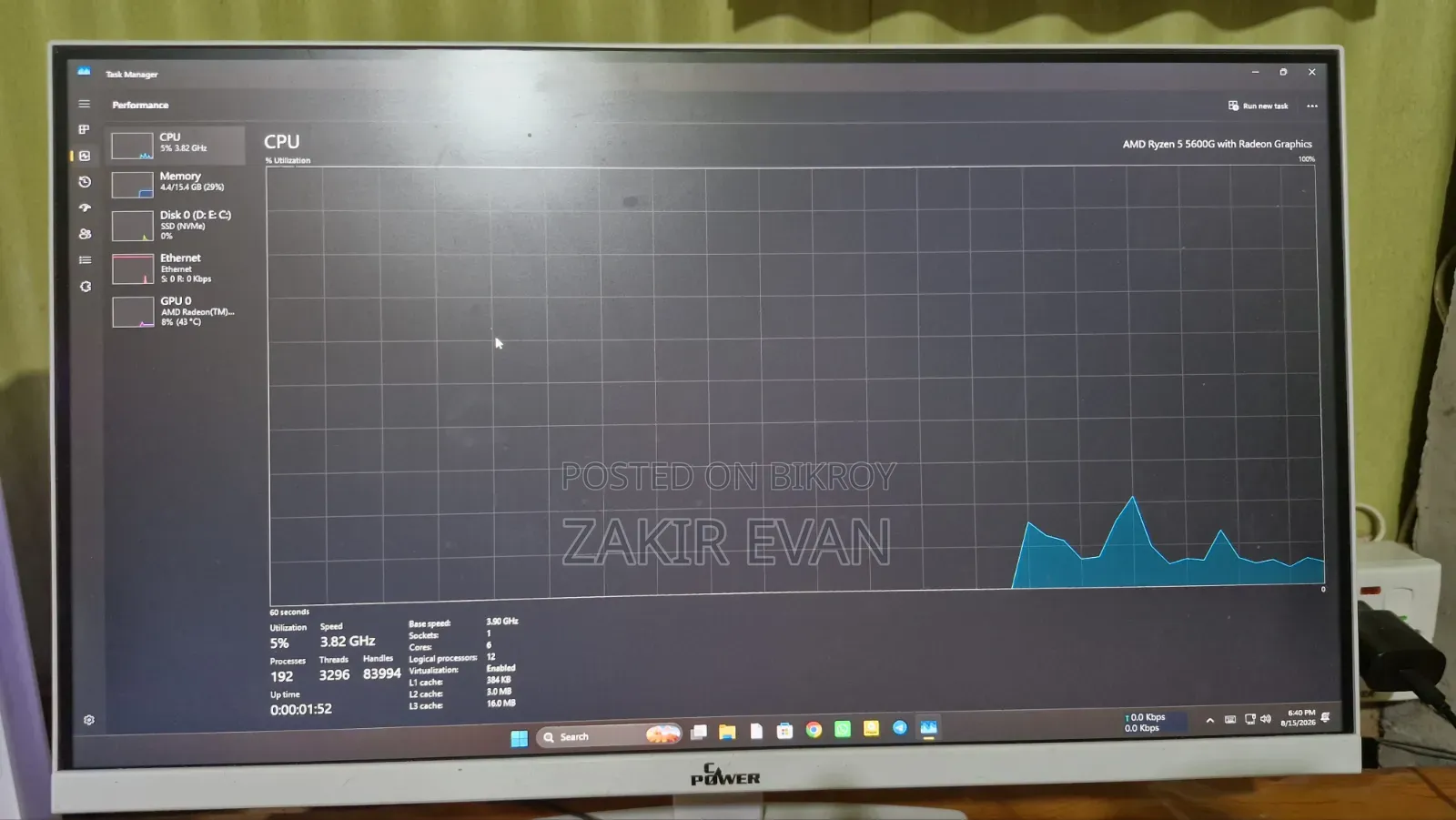 Desktop Computer MSI 16GB AMD Ryzen SSD 256GB
