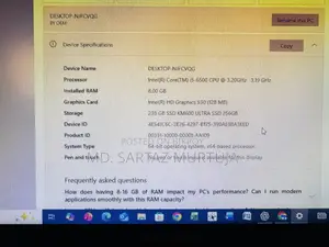 Desktop Computer 8GB Intel Core I5 SSD 256GB