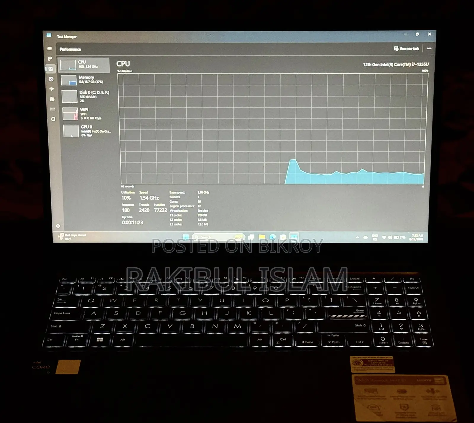Laptop ASUS Vivobook 15 16GB Intel Core I7 SSD 256GB