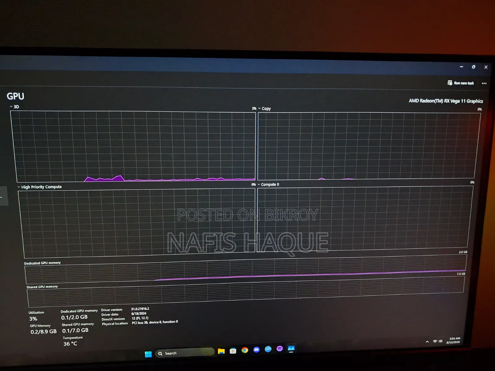 Desktop Computer MSI Model 8GB AMD Ryzen 5 SSD 256GB
