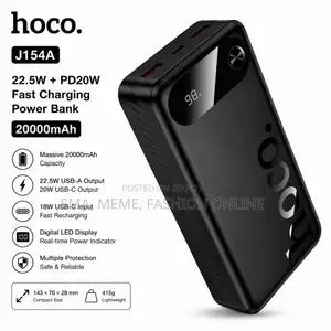 Hoco J154a 22.5w+PD20w 20000mah পাওয়ারব্যাংক