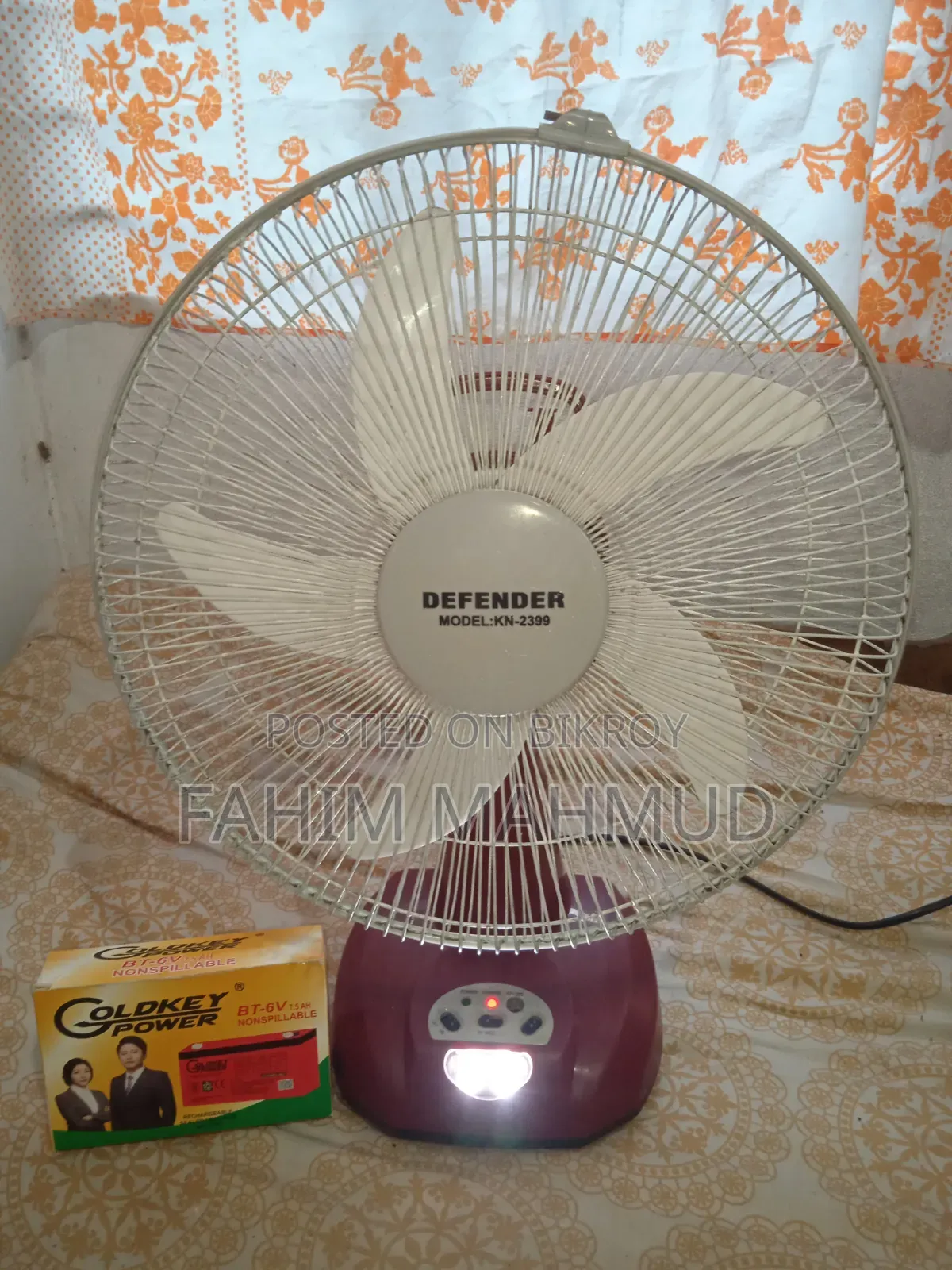 Defender Fresh 5 Hours Backup Charge Fan New Battery for Sale