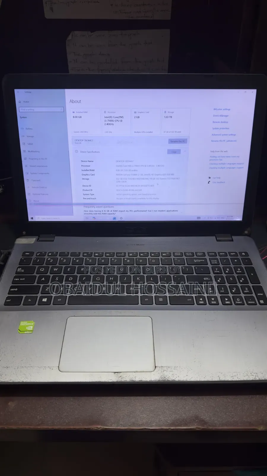Laptop Asus VivoBook Max X541UA 8GB Intel SSD 1T