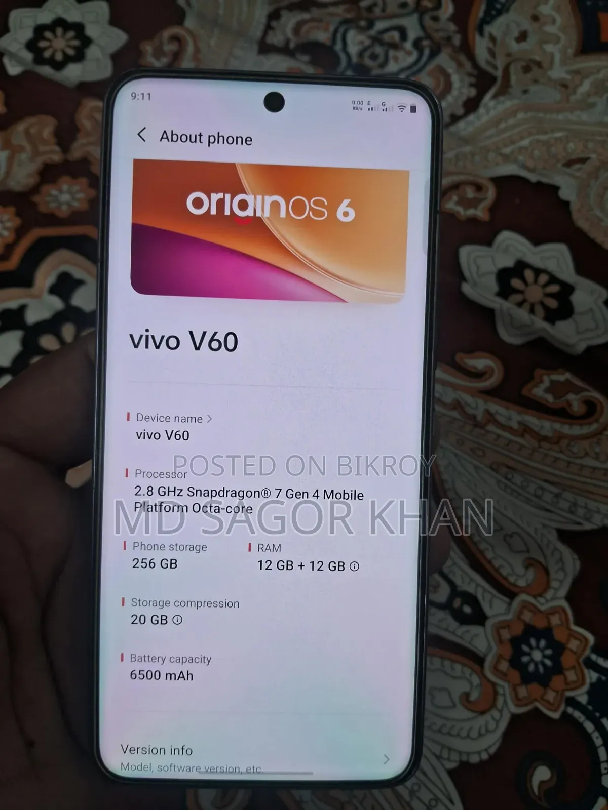 Vivo V60 256 GB Gray