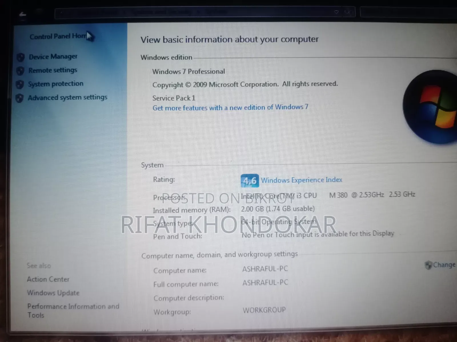 Laptop Acer Aspire 4740 2GB Intel Core I3 HDD+SSD 500GB