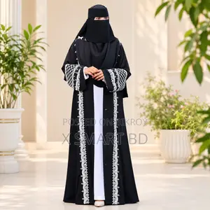 Premium 3-Piece Dubai Fabric Abaya Set With Original Embroidery