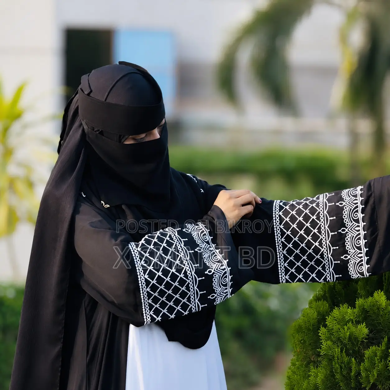 Premium 3-Piece Dubai Fabric Abaya Set With Original Embroidery