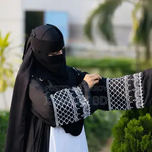 Premium 3-Piece Dubai Fabric Abaya Set With Original Embroidery