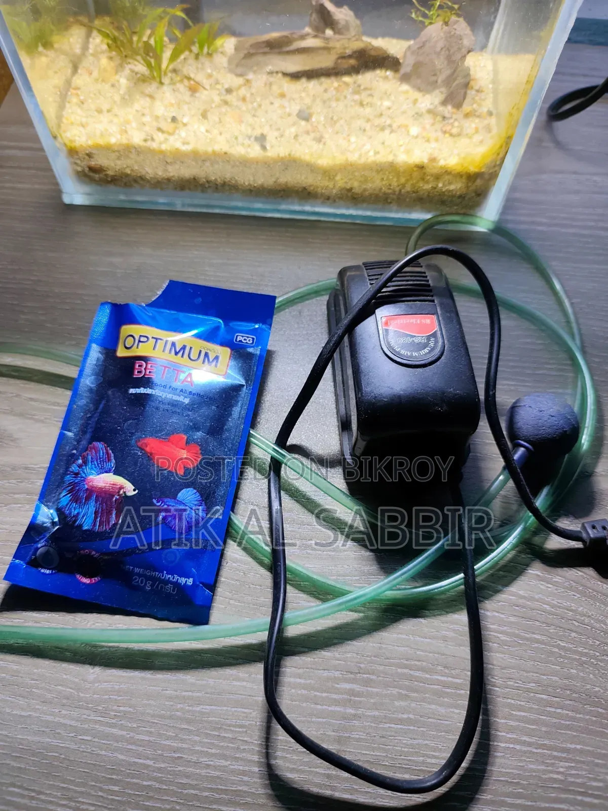 Desktop Betta Planted Tank With Airpump and Betta Food