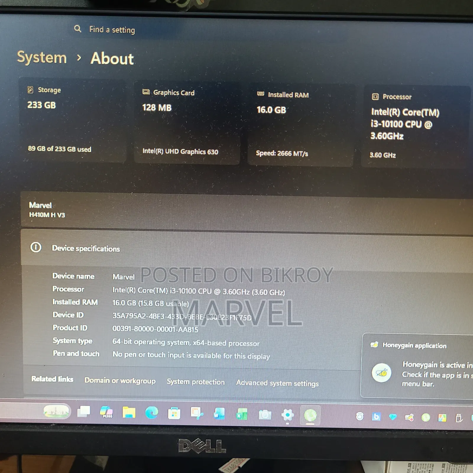 Desktop Computer Gigabyte 16GB Intel Core i3 SSD 256GB